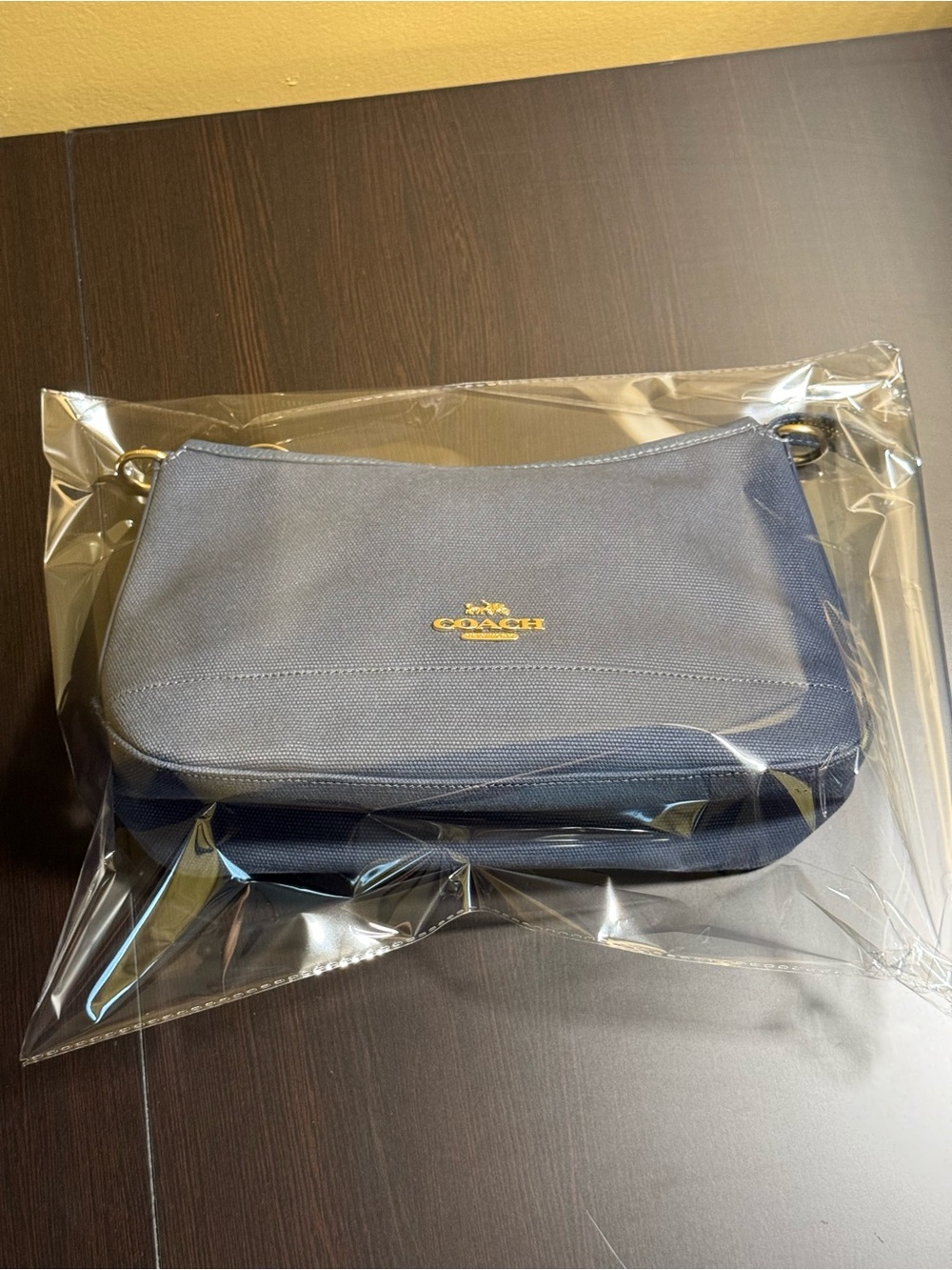 Coach Navy Canvas Shoulder Bag with Coin Pouch - Picture 9 of 11